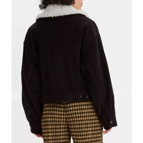 Levi's A34890000 Women's Sz S Black Corduroy Baby Cropped Trucker Jacket - Picture 11 of 11